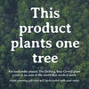 The words ' This product plants one tree. For each order placed, The Drifting Bear Co will plant a tree in an area of the world that needs it most.'