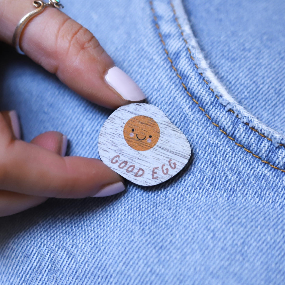 Good Egg Wooden Pin Badge– Drifting Bear Co.