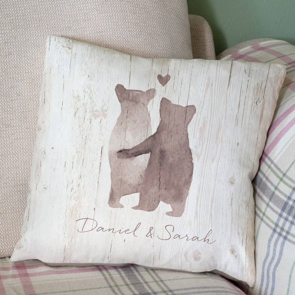 Bear couple cushion - grey