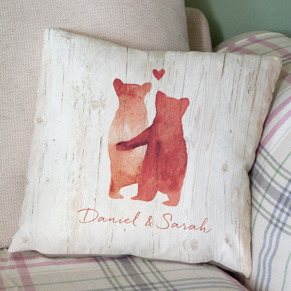 Bear couple cushion - ruby
