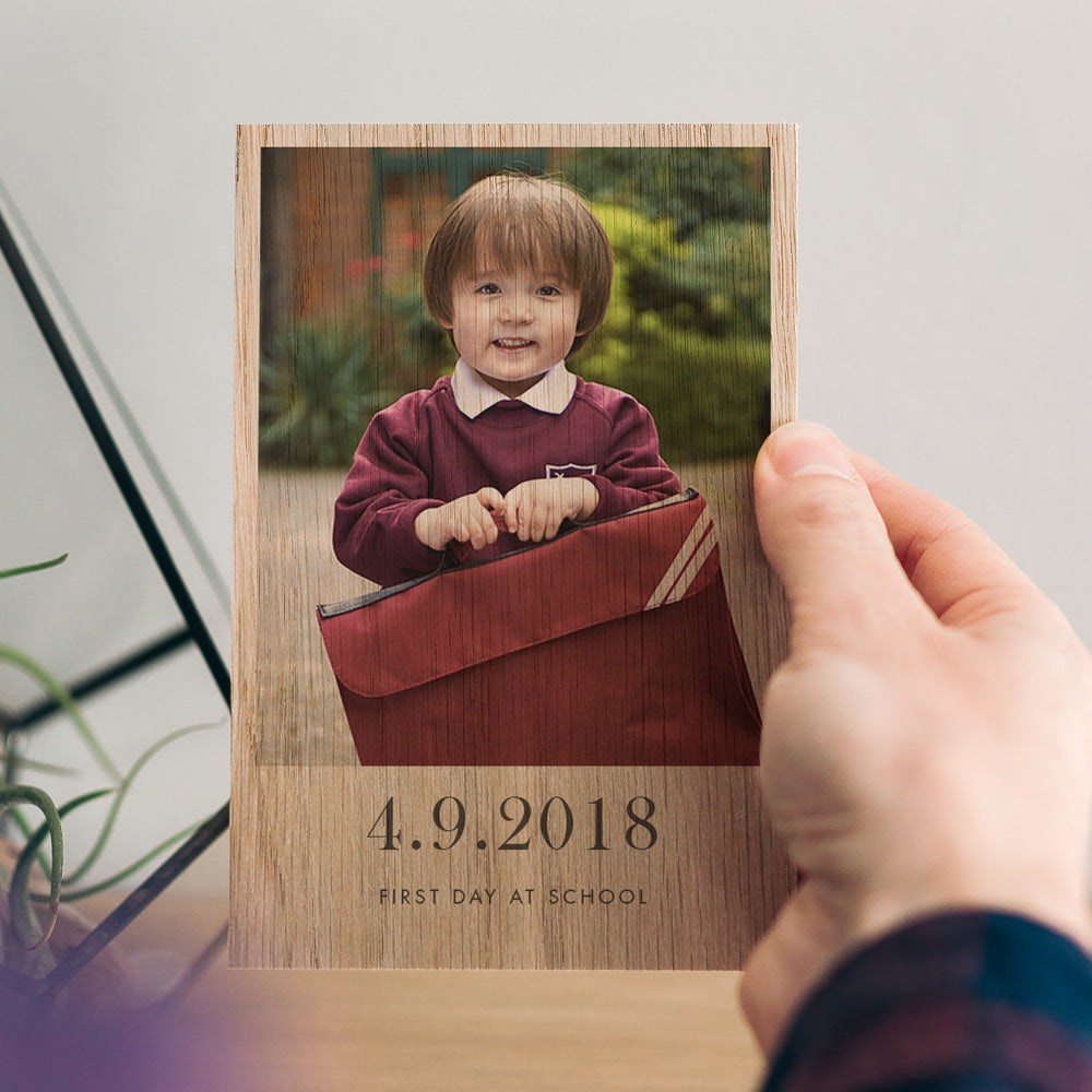 Personalised Solid Oak Wooden Photo Block– The Drifting Bear Co