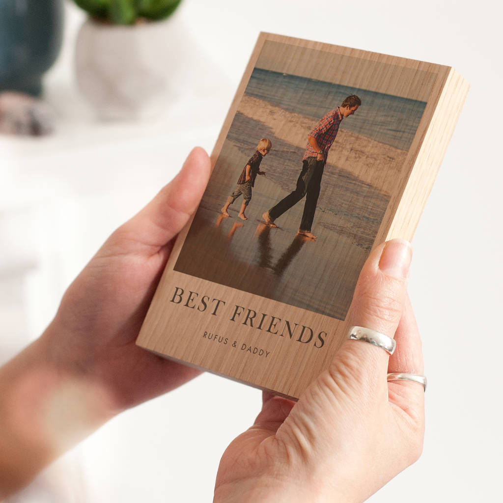 Personalised Solid Oak Wooden Photo Block– Drifting Bear Co.